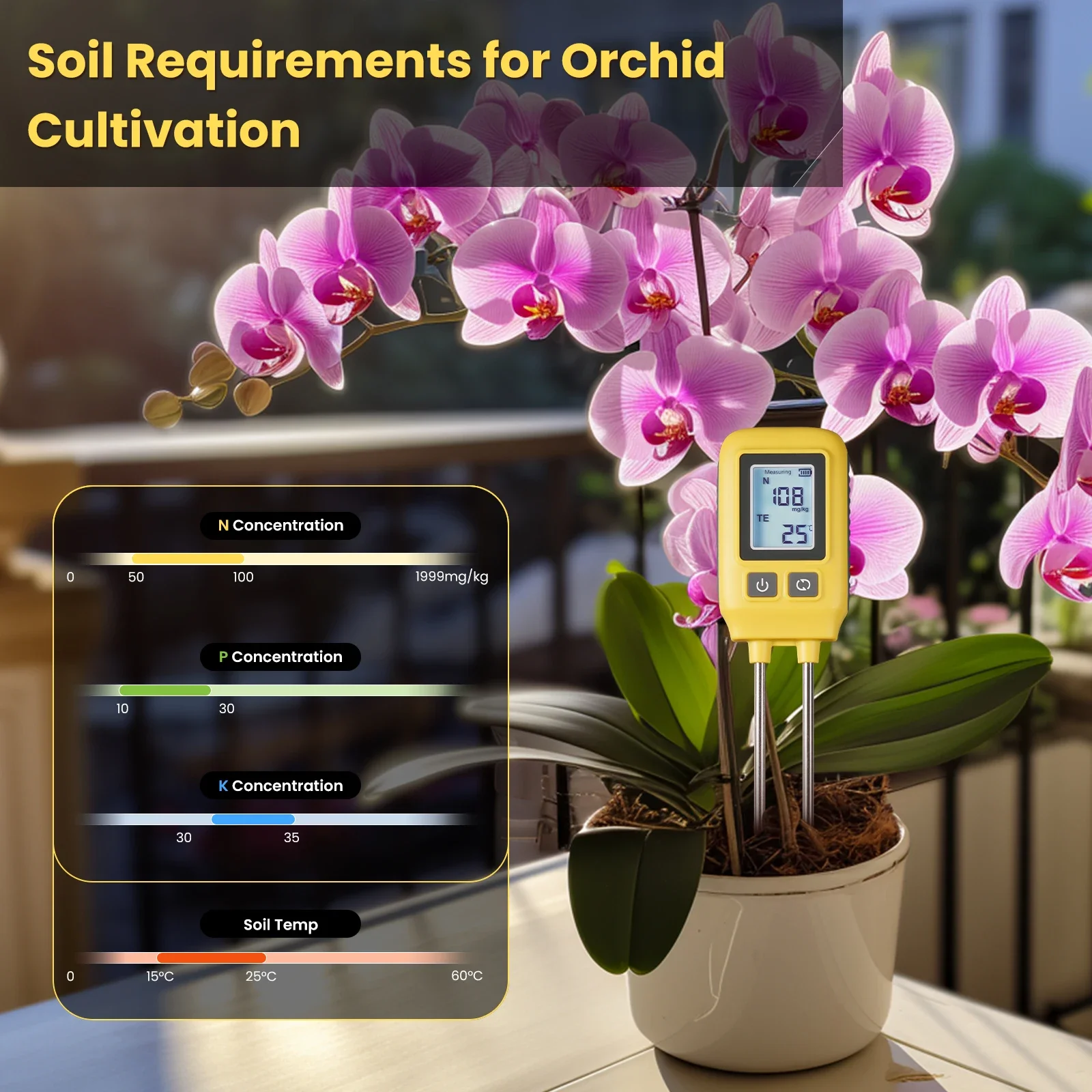 Description Picture 4 of itemMOES Soil NPK Temperature Sensor Nitrogen Phosphorus Potassium Detector Nutrient Fertility Meter Tester Garden Farm Greenhouse