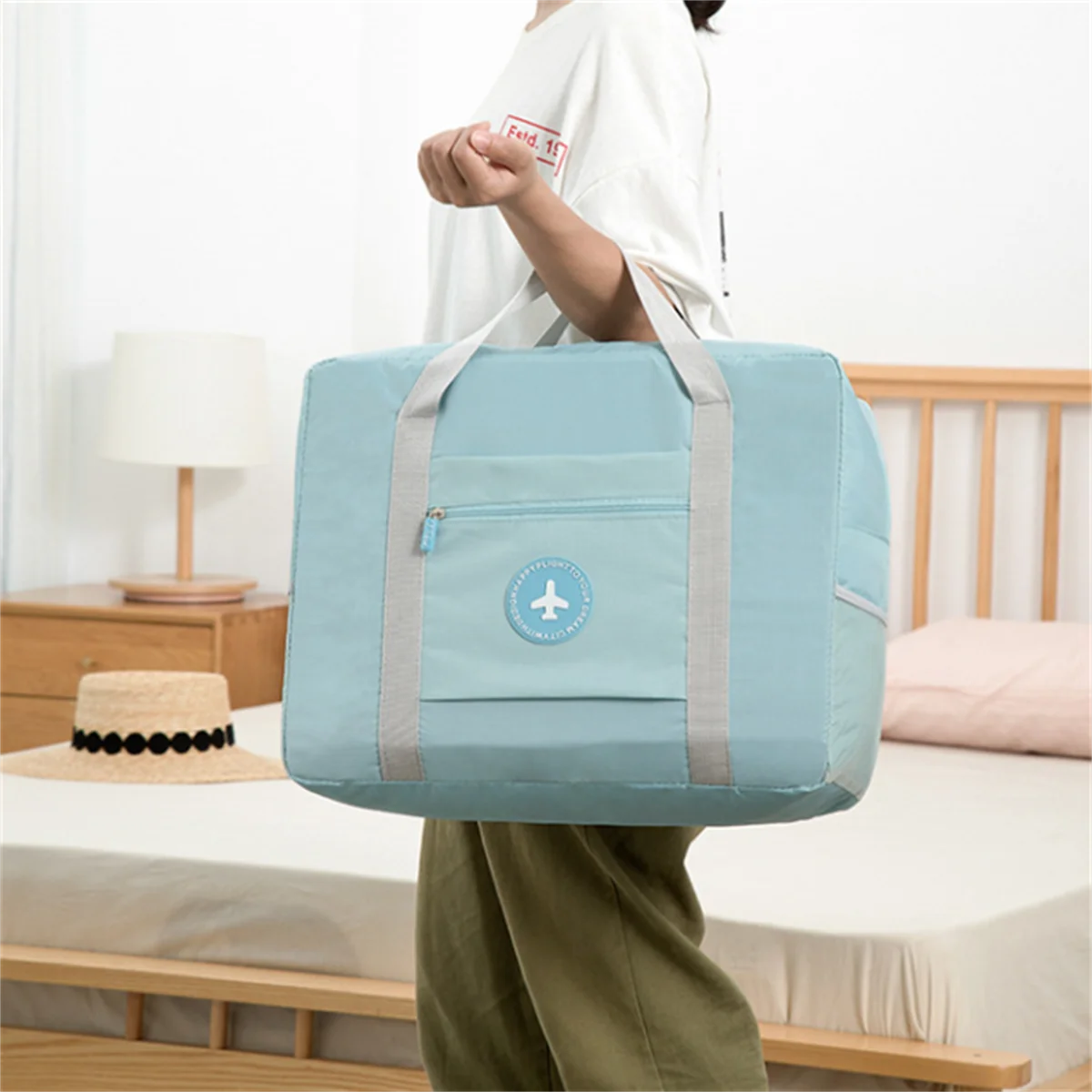 Carry On Travel Duffle Bag Nylon Waterproof Sports Gym Tote Bags for Women Large Capacity Storage Luggage Handbag for Girls