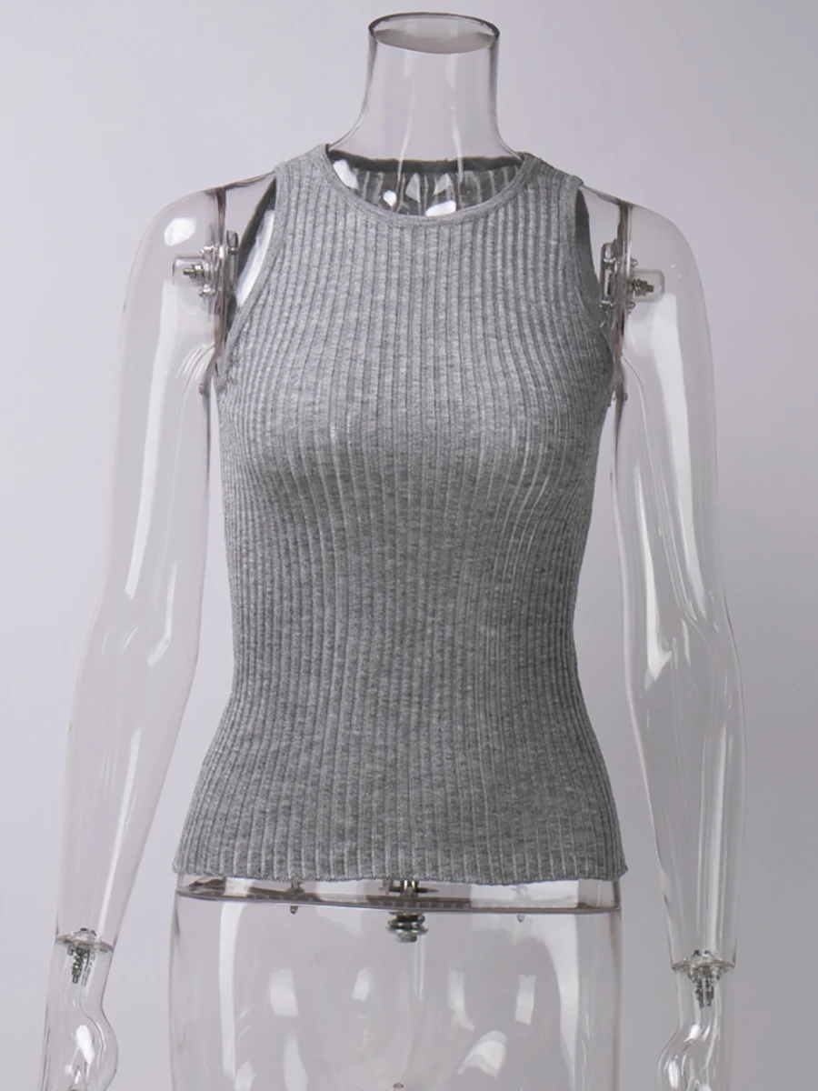 Summer Knit Hollow Out Tank Top Sleeveless For Women Slim Knitwear Pullover Women's Y2k Top Vest Slim Sexy Female Tank Top
