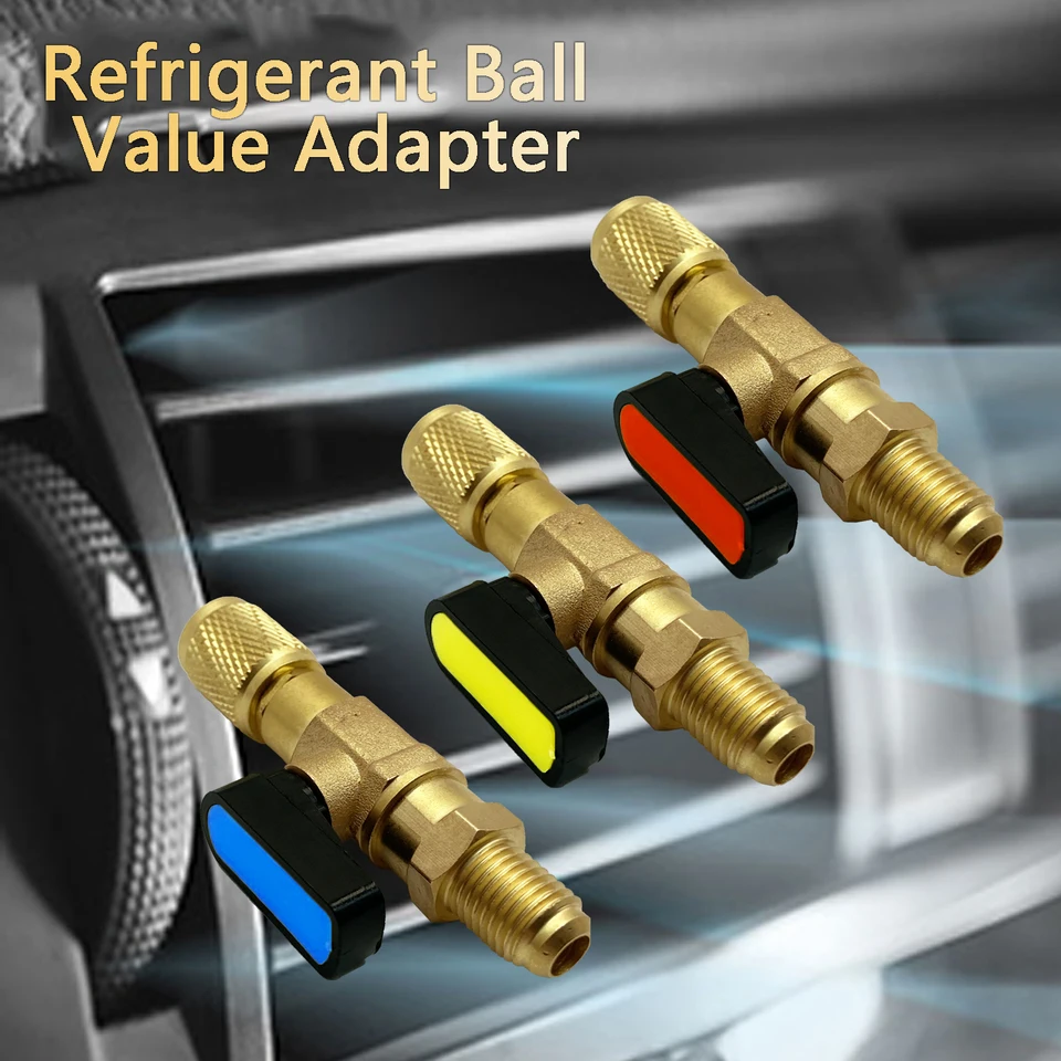 Adaptador Válvula Bola Latón SAE 1/4' - Para Aire Acondicionado HVAC, Automoción, Refrigerante