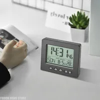 Multifunctional Radio Controlled Digital Alarm Clock Temperature Display 5 Minute Snooze Dual Alarm Modes Bedroom Desk Clock 4