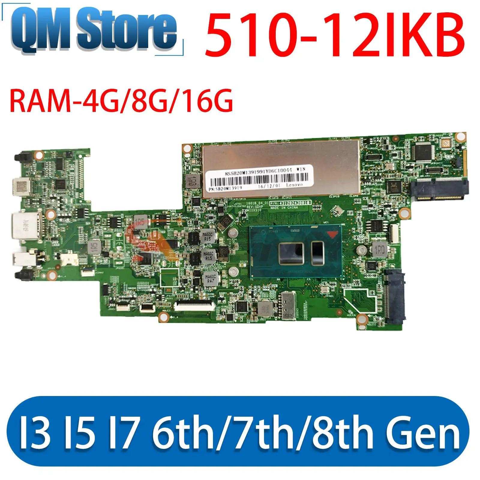 Mainboard For Lenovo MIIX 520-12IKB 510-12ISK 510-12IKB 525 Tablet Laptop Motherboard with I3 I5 I7 CPU 4G/8G/16G Test OK