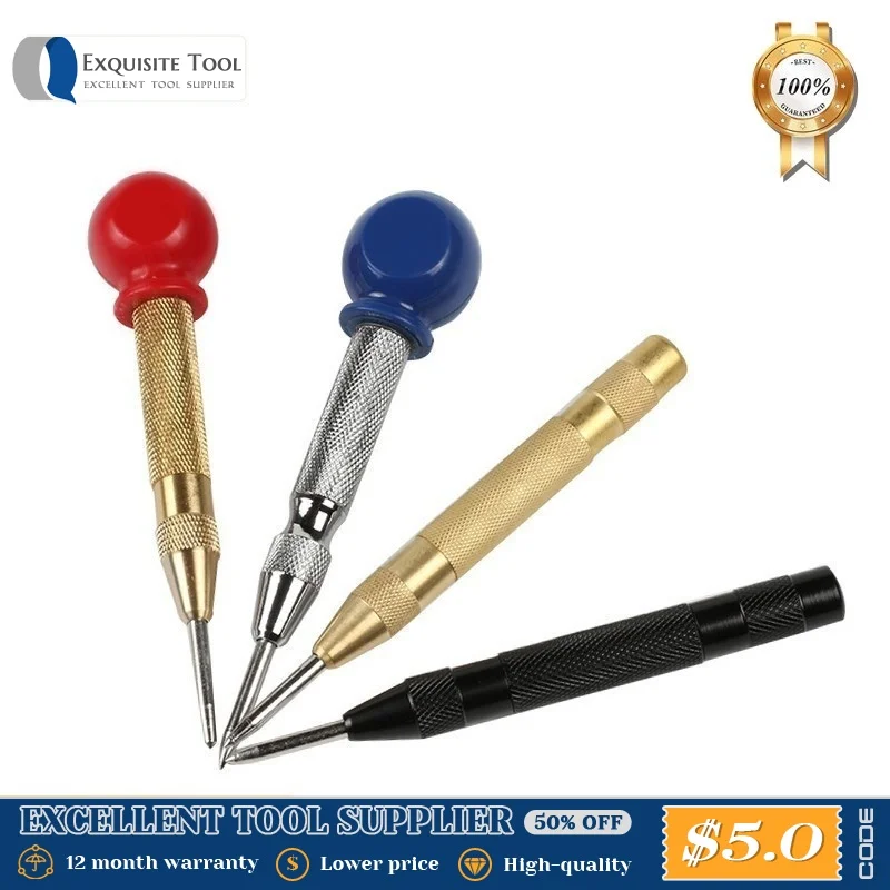 FINDER 5inch Automatic Center Punch Drill Bit Pen Spring Loaded Marking Starting Hole Wood Press Dent Marker Woodwork Power Tool
