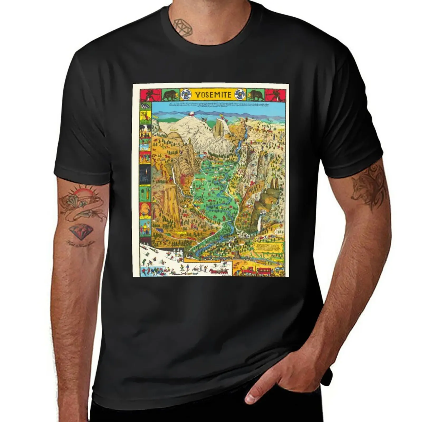 

New yosemite maps T-Shirt Aesthetic clothing graphic t shirt Short sleeve tee T-shirt short mens clothing