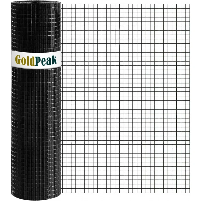 GoldPeak Black Hardware Cloth - 36in. x 50ft. 1/2 inch Mesh 19 Gauge - Vinyl Coated Wire Mesh Roll Garden Fence Chicken Coop Cov