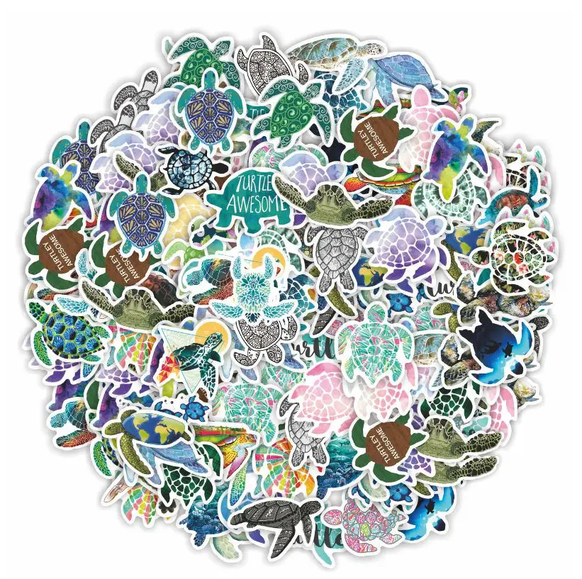 10/30/50pcs Colorful Turtle Stickers Laptop Bicycle Guitar Skateboard Sticker Kid DIY Graffiti Waterproof Stickers Toy