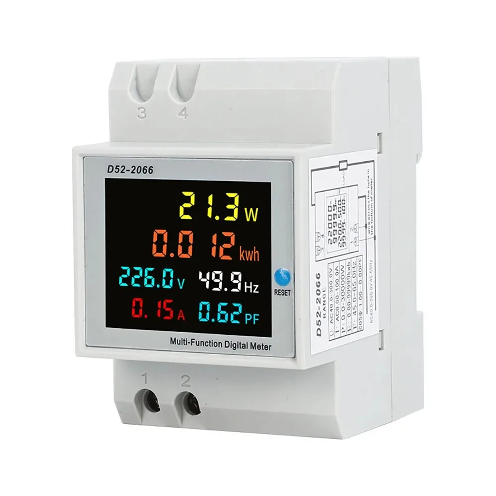 Voltage current monitor 6IN1 Din Rail AC Monitor 110V 220V 380V 100A Voltage Current Power Factor Active KWH Electric Energy Frequency Meter
