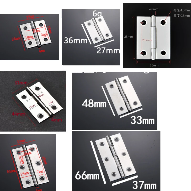 Stainless Steel Hinges 5Pcs 1/1.5/2/2.5/3 Inch Mini Flat Hinge Stainless Steel Cabinet Doors Windows Hinge Wooden Box DIY Door Hinges