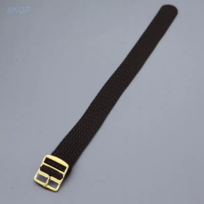Gold Buckle Braided Nylon Perlon Watch Strap – Elastic Woven Band