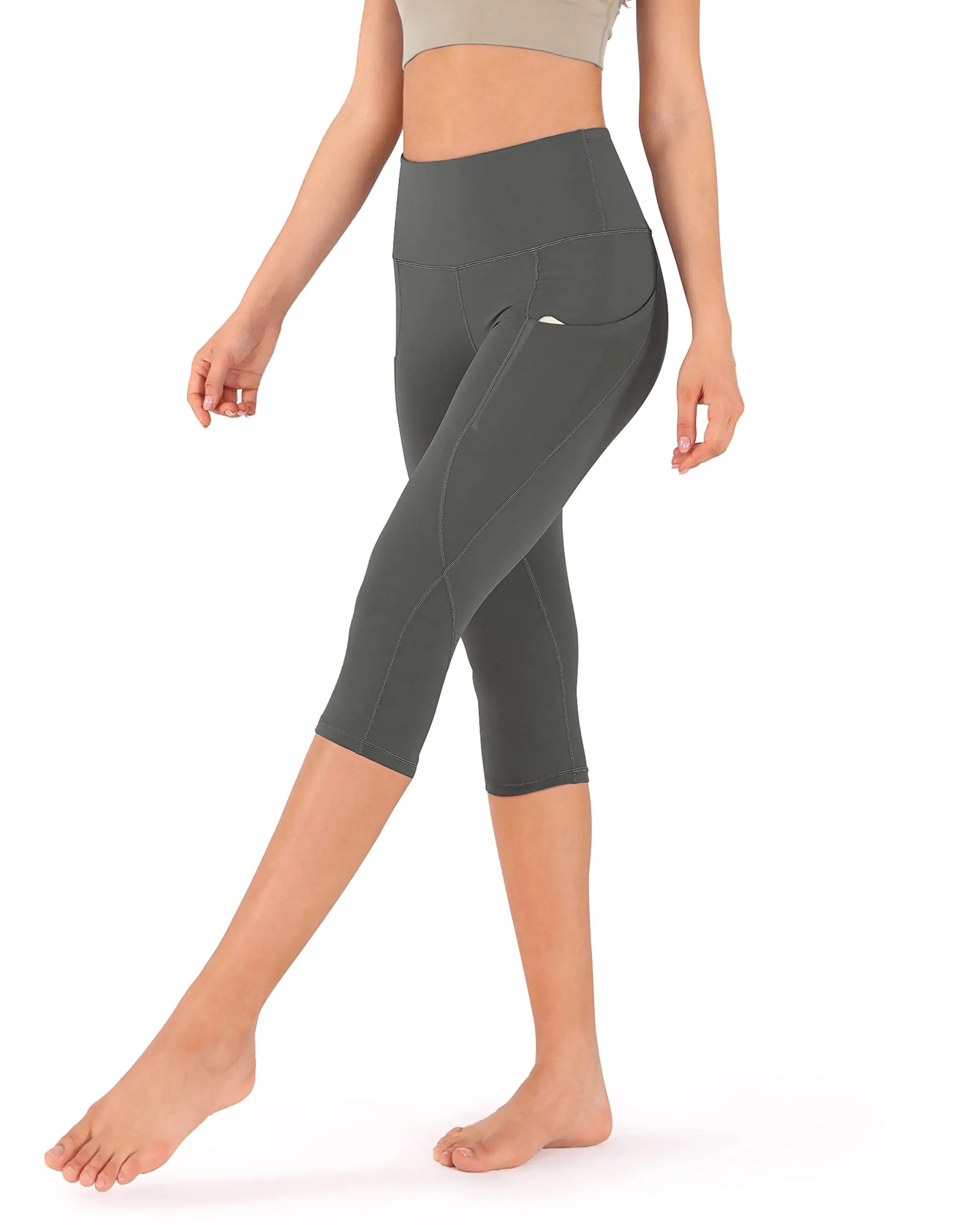 High Waisted Yoga Pants for Women with Pockets Capri Leggings for Women Workout Yoga Capris