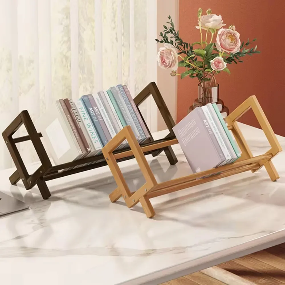 Simple Desktop Bookshelf Table Top Bay Bedside Desk Office Books Storage Shelf original bamboo wood shelf stand