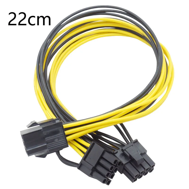 6Pin PCI Express to Dual PCIE 8 (6+2) Pin Power Cable 20cm Motherboard Graphics Card PCI-E GPU Power Data Cable Splitter