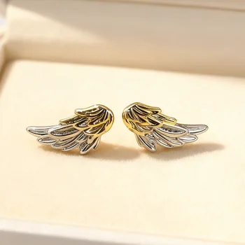 New Personality Wings 925 Sterling Silver Jewelry Fashion Versatile Three-dimensional Texture Earrings  TYB628