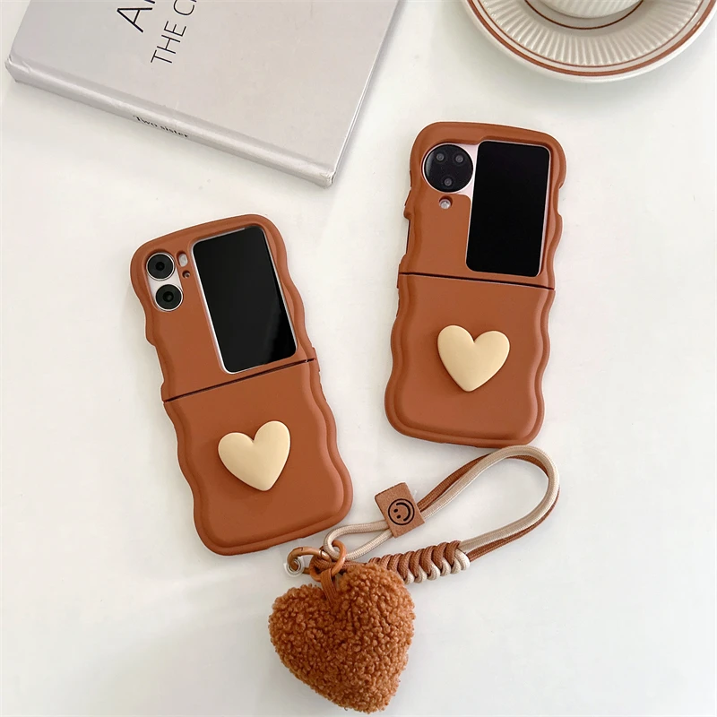 Peluche Love Hand Straps Rope Skin Feeling Custodia Per Telefono Antiurto In Gel Morbido Per Oppo Find N3 / N2 Flip Back Cover