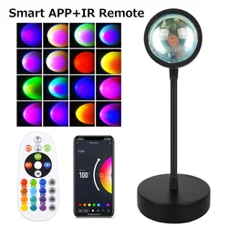 Smart Sunset Lamp with LED Night Light & Bluetooth App Control (Smart APP and Remote)