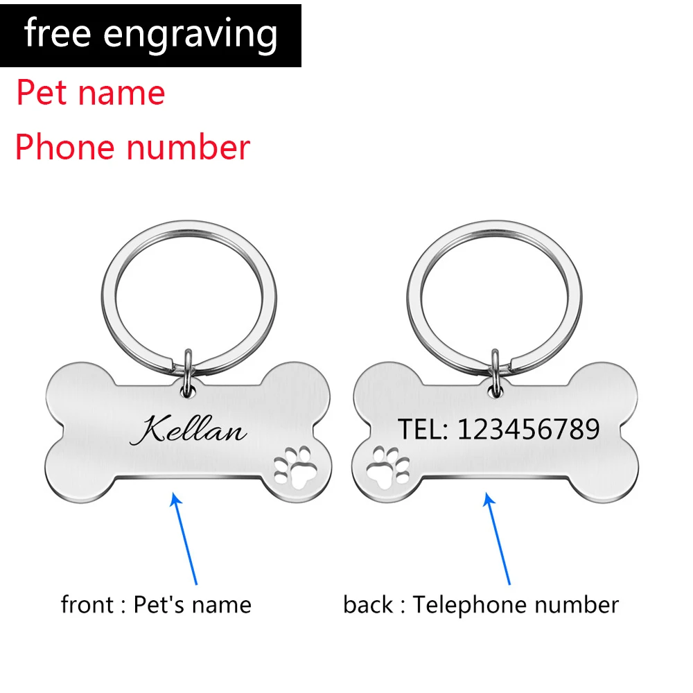 Free Engraving Dog ID Tags Personalized Pet Name Tel Gender Anti-lost Nameplate Pendant Customized Dogs Pets Collar Accessories 