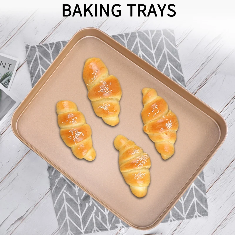 Baking Deep Baking Pans Nonstick Set Cookie Sheet Baking Sheet Pan Bakeware  Rectangle Cake Pan for Oven 3 Piece - AliExpress