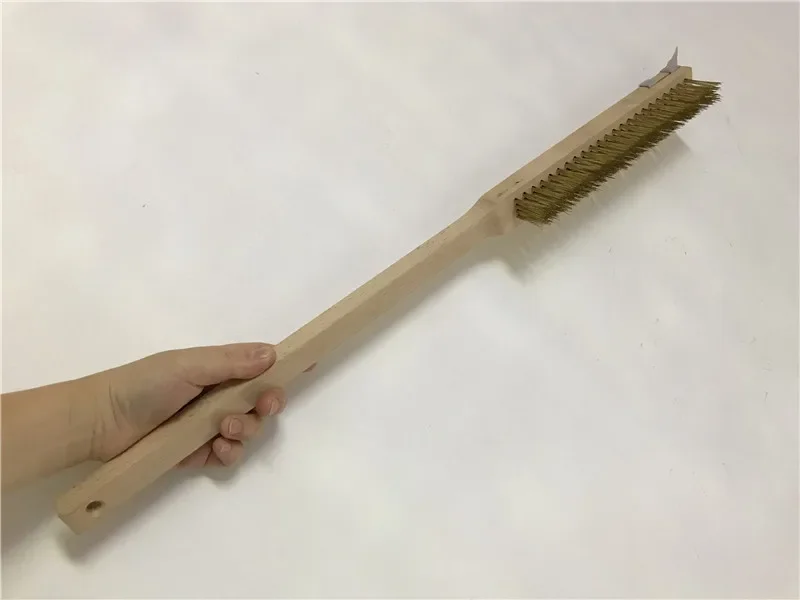 Pizza Oven Copper Brush Wood Handle Bristle Brass Grill Cleaning Small Brush for Roccbox Onni Koda Oven Clean pizza Shovel peel