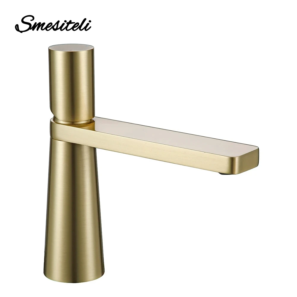 Brass Basin Bathroom Sink Faucet Single Hole Single Handle Hot And Cold Water Deck Mounted Mixer Tap Smesiteli
