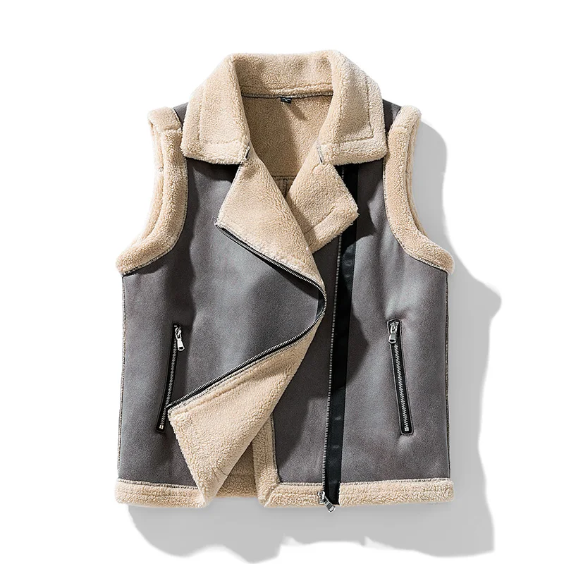 446630-03accc.jpg Men Fashion Casual Thicken Gilets Winter New Lamb Wool Coat Warm Vest Male Jacket Can Be Worn On Both Sides Sleeveless Waistcoat Mallzona