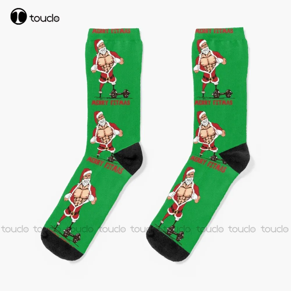 

Веселые фитнесы-Смешные носки для фитнеса в рождественском стиле с дедом деда, мужские новые носки 360 °, искусственный подарок, уличная одежда