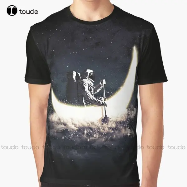 

Moon Sailing Graphic Astronaut Moon Space T-Shirt Custom Aldult Teen Unisex Digital Printing Tee Shirts Custom Gift Xxs-5Xl