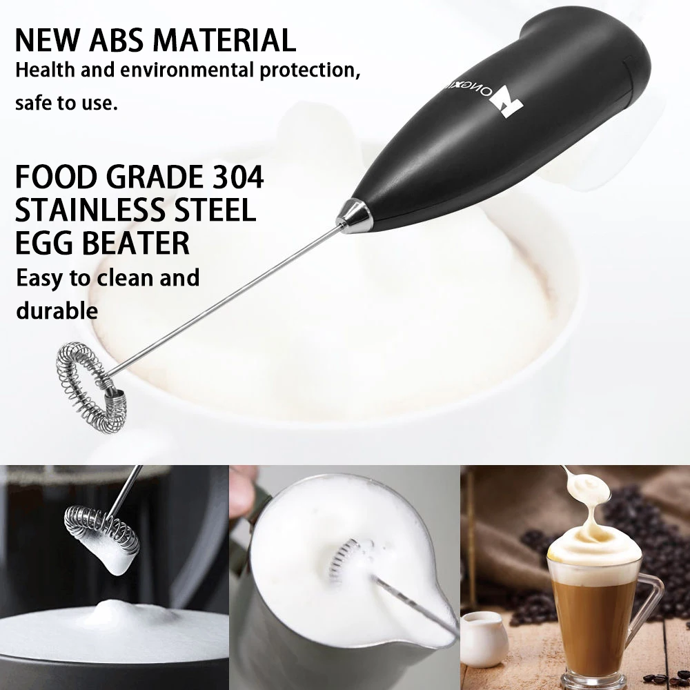 HONGXIN Portable Electric Stainless Steel Cappuccino Mixer Milk Foam Maker  Whisk Coffee Eggs Chocolate - BLACK Market