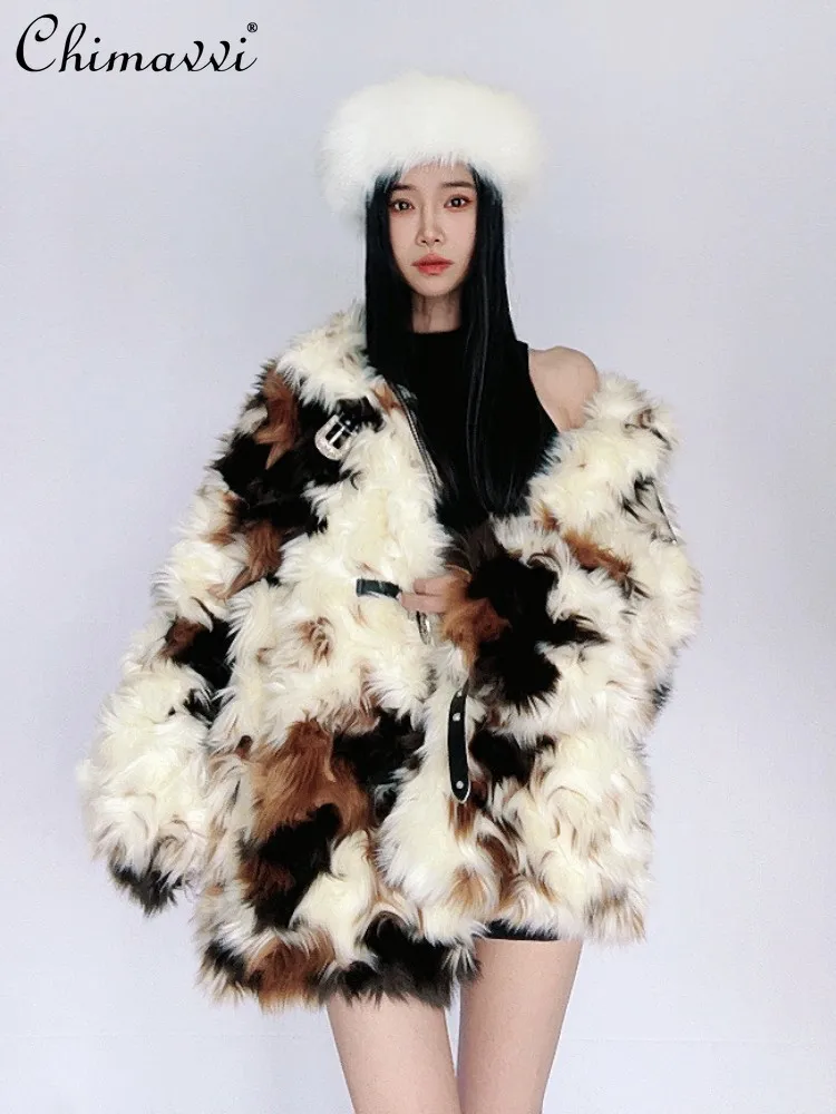 

Fashion Fur Integrated Lamb Fur Coat 2023 Winter Clothes New High-End Thickening Loose Slim-fit Warm Furry Jackets Women