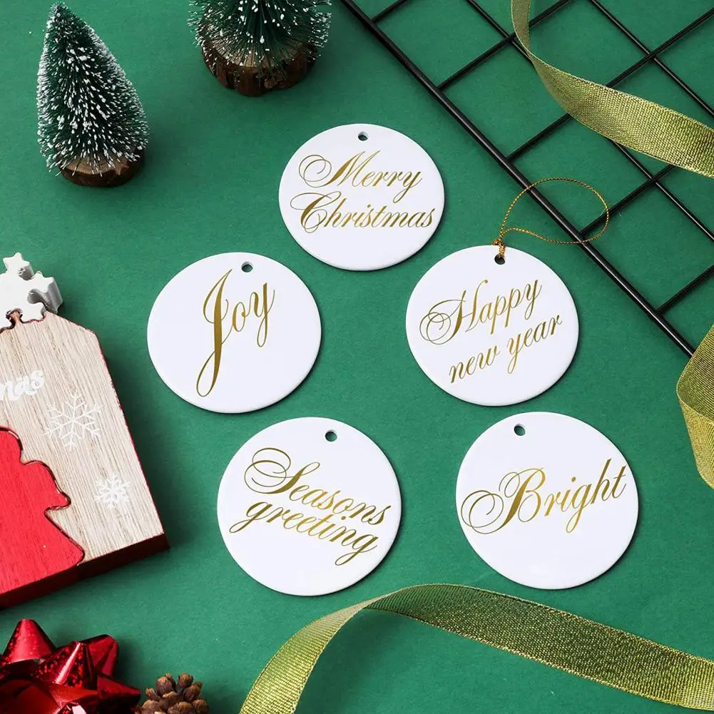 Sublimation Blank Ceramic Ornament White Porcelain- Round Ornament with Lanyard for DIY Craft Christmas Tree Home Decor