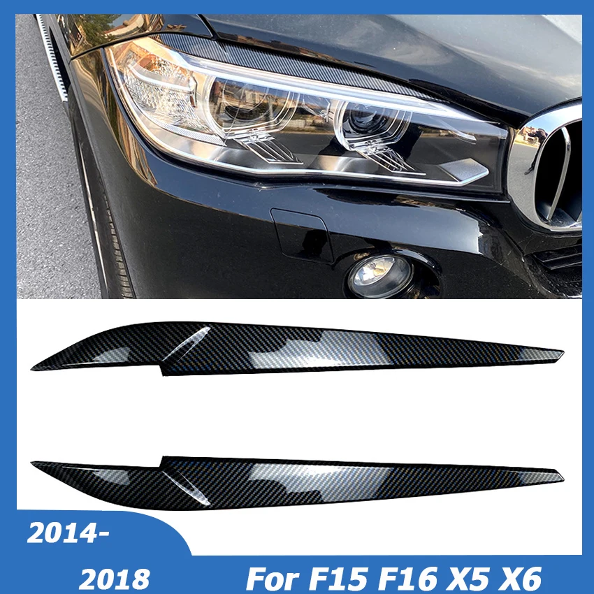 

2 шт. для передних фар BMW X5 X6 F15 F16 2014-2018, пластиковая накладка на веко, декоративная фара, защита автомобильных аксессуаров