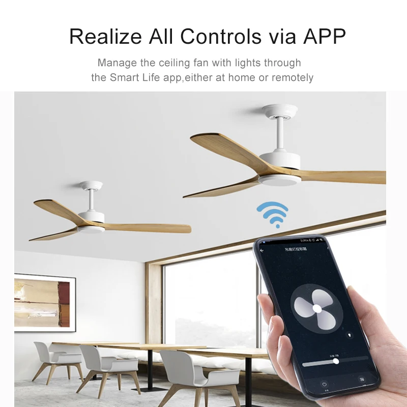 Tuya WiFi Ceiling Fan Light Remote Control Kit Smart Home Adjusted Wind Speed Work With Alexa Echo Google Home