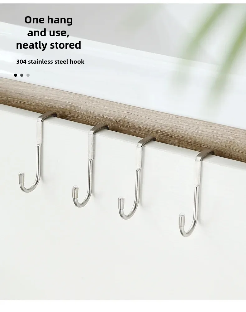 Description Picture 4 of itemstainless steel s-shaped Hook Behind the Kitchen Dormitory Door Clothes Hook Without Punching Hook Coat Hook Cabinet Door Hoo...