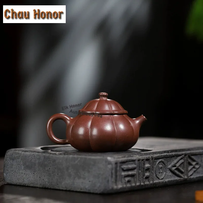 160ml Creative Yixing Purple Clay Teapots Handmade Rib Wendan Pot Raw Ore Mud Kettle With Infuser Chinese Zisha Tea Set Gift