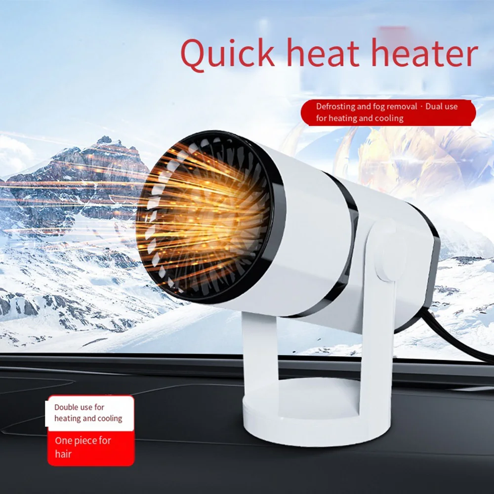 

2024 Portable Electric Car Heater Heating Cooling Fan Warmer Wind Defrosting Black ABS Snow Demister Defroster