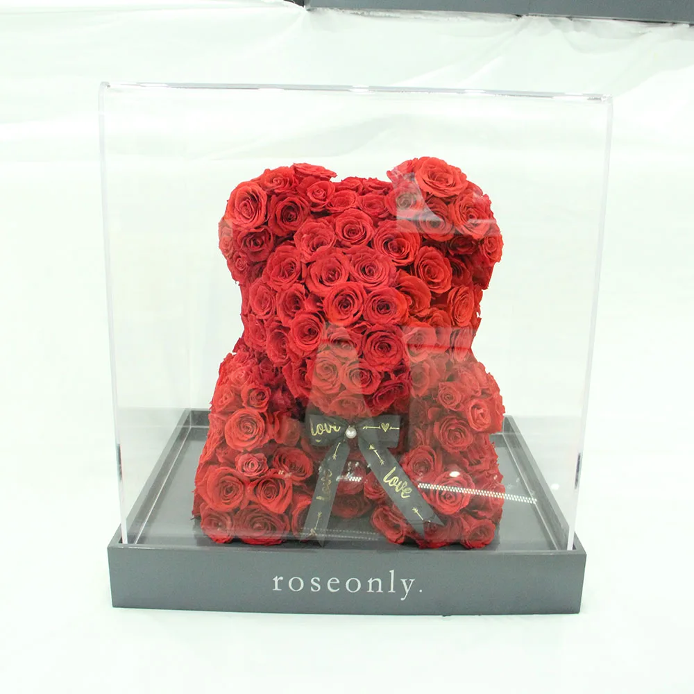 New Hot Selling With Luxury Box Large Preserved Rose Bear Flowers for