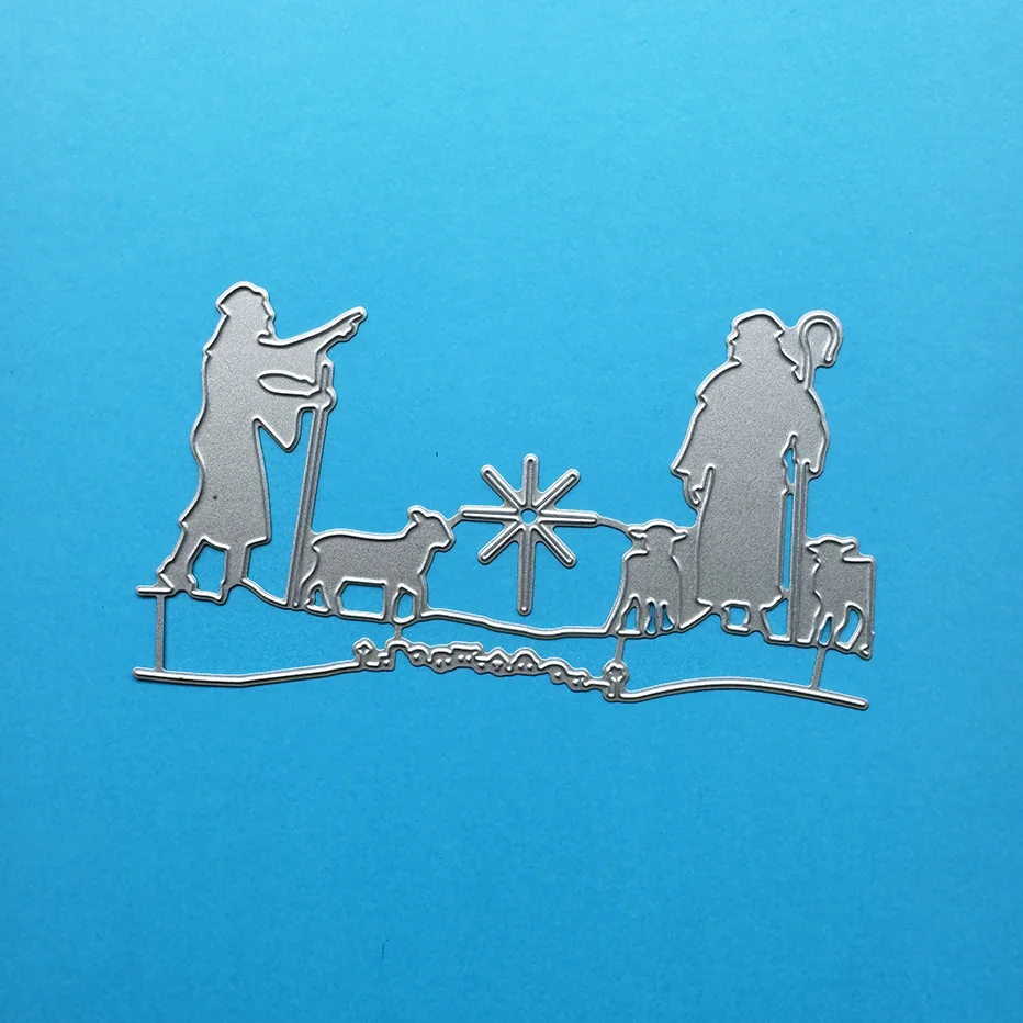 

Two men and three sheep Scrapbooking Cutting Dies Yiwu stock clearance DIY Paper gift Card Making metal craft Album
