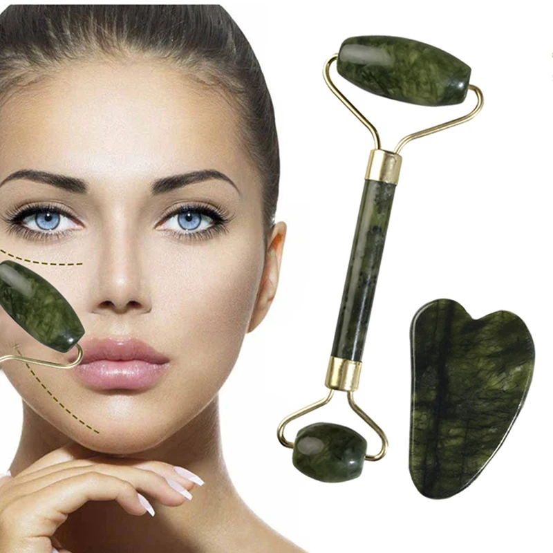 

1Pc Jade Roller Guasha Skin Scraper Facial Stone Firming Face Anti-Aging Puffy Eyes Massager