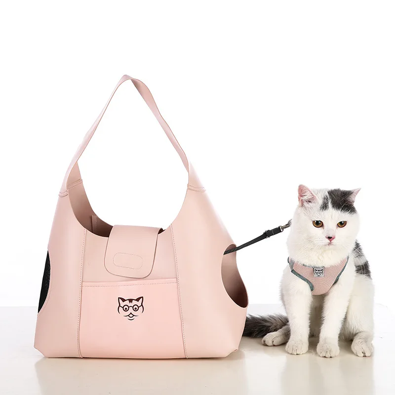 Cat Out Travel Pet Backpack Bag, One Shoulder Crossbody Cat Carrier for Outdoor Adventure