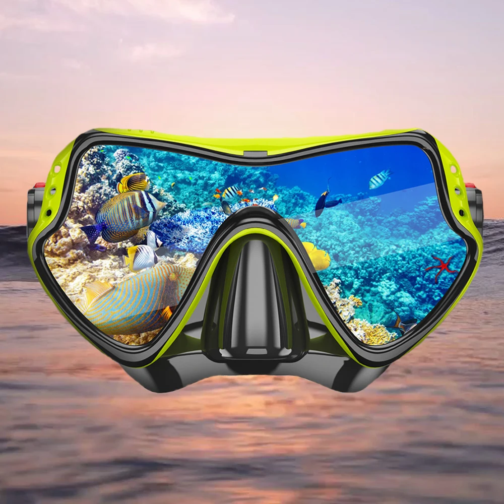 KINSUNFOO Diving Mask Snorkeling Free-diving Swimming Masks for Adults Silicone Dive Equipment Anti-fog Glass