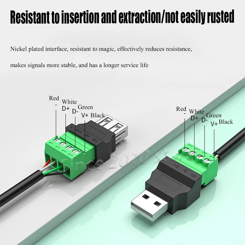 3 Stück/Set USB 2.0 lötfreier Adapter A-Typ Stecker/Buchse auf 4-Pin/5-Pin Schraubklemmen-Stecker, geeignet für DIY-Bausätze ohne Montage – Detail 16
