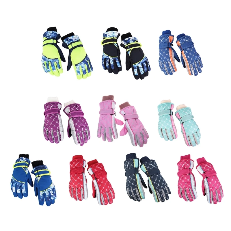 

Q0KB Kids Gloves Waterproof Windproof Outdoor Thermal Gloves Children Winter Snow Mittens for 5-8 Years Old Boys Girls