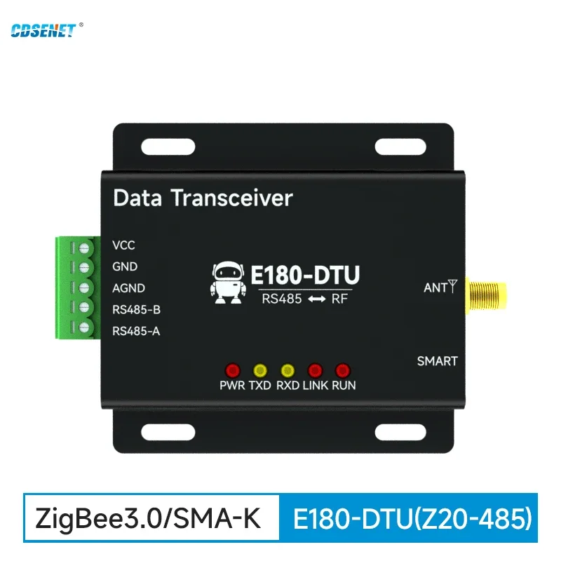 EFR32MG1B 2.4G Zigbee 3.0 Wireless Data Transmisson Station CDSENET E180-DTU(Z20-485) RS485 20dbm SMA-K Network Self- Healing