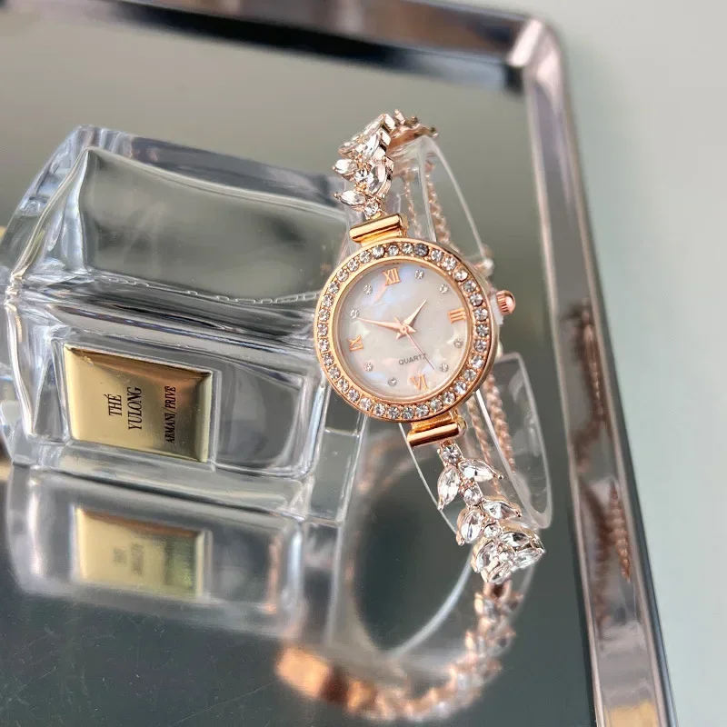Women Watches Electronic Watch Women's Watch Brand Diamond Bracelet Watch Small Quartz Female Fashionable Elegant Light Luxury V86