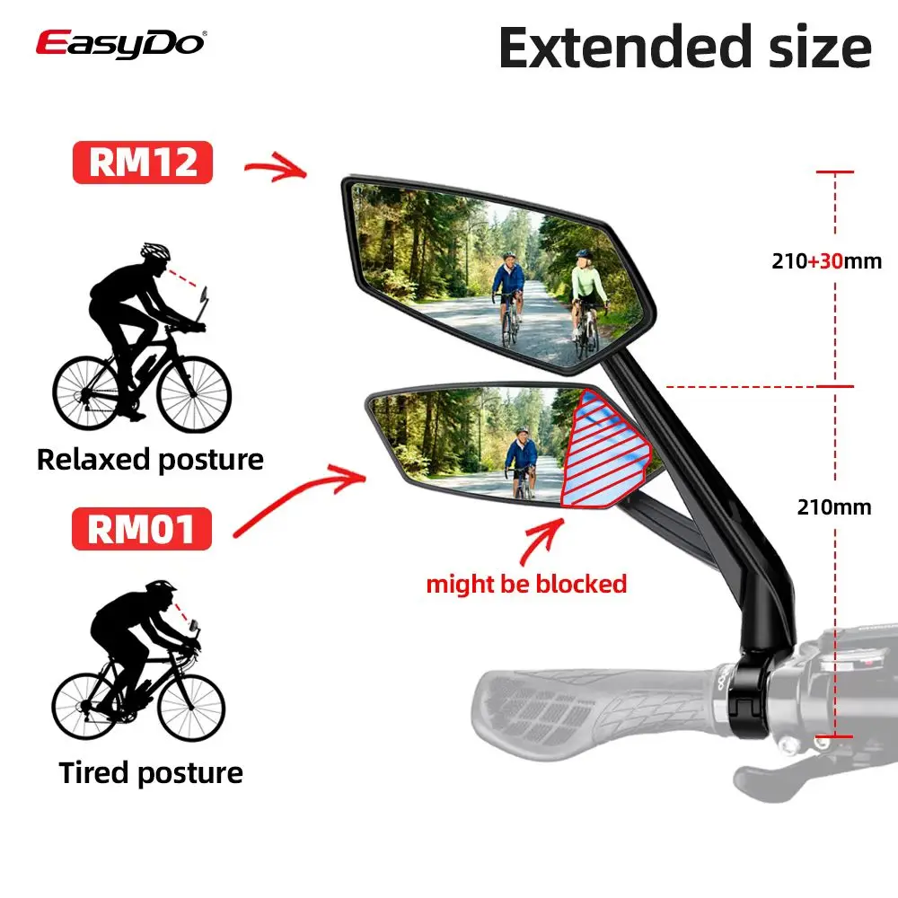 EasyDo manubrio per bicicletta specchietto retrovisore per bici ciclismo  ampio raggio riflettore per mirino posteriore regolabile per Scooter  sinistro E specchietto per bici - AliExpress