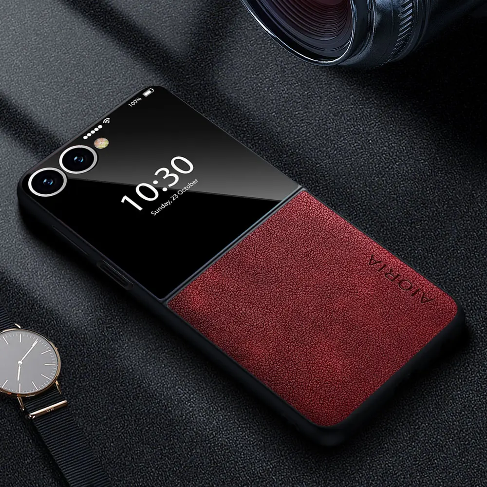 Luxury Leather Phone Case - Retro Business Style Solid Color Cover