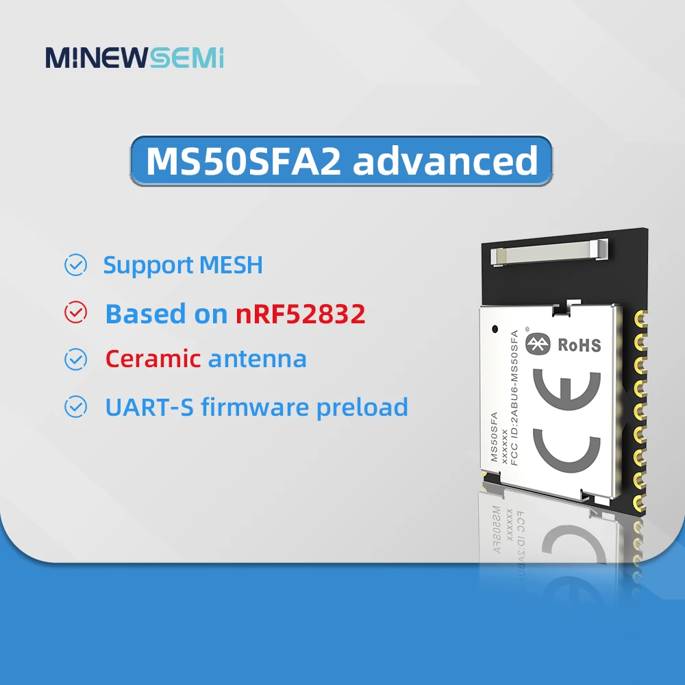 세라믹 칩 안테나 무선 장거리 송신기, 블루투스 블 모듈, 최소 크기, nRF52832, MS50SFA2, 2.4Ghz
