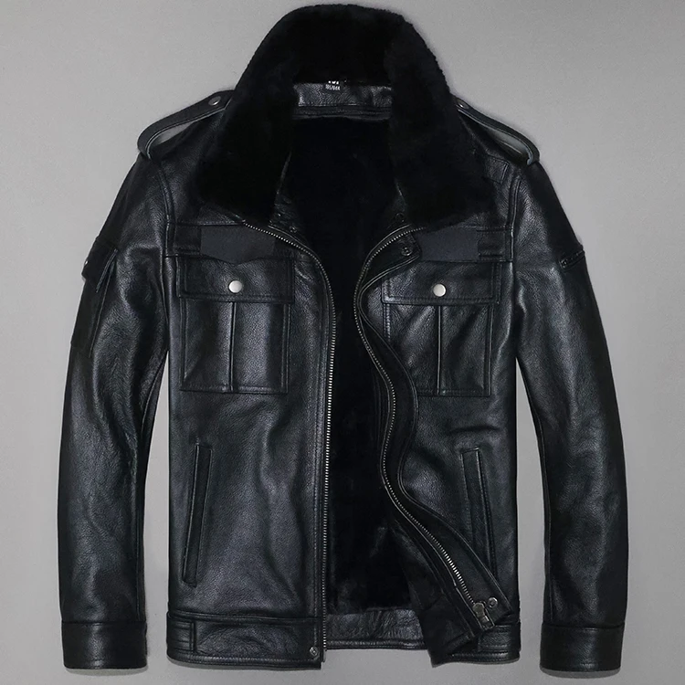 2023 Men's Autumn Winter New Natural Cowhide Leather Coats Male Slim Fit Short Overcoats Men Genuine Cow Leather Jackets F402
