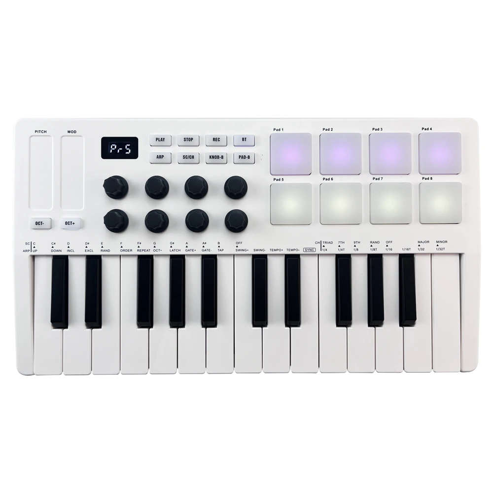 M vave smk 25 portable mini 25 key wireless usb midi keyboard
