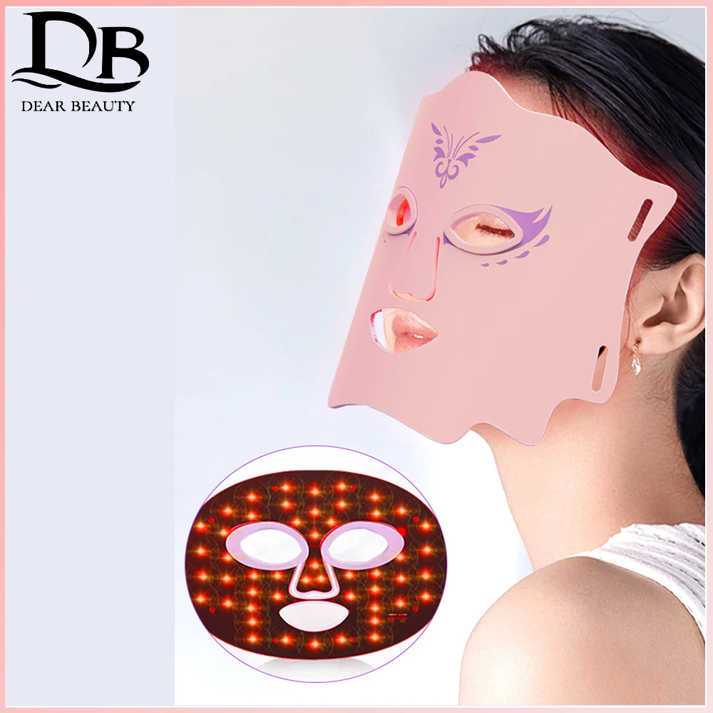 

52 Beads Three Colors Light LED Mask Photon Rejuvenation Lightens Fine Lines Brighten Skin Tone Repair Promote Absorption