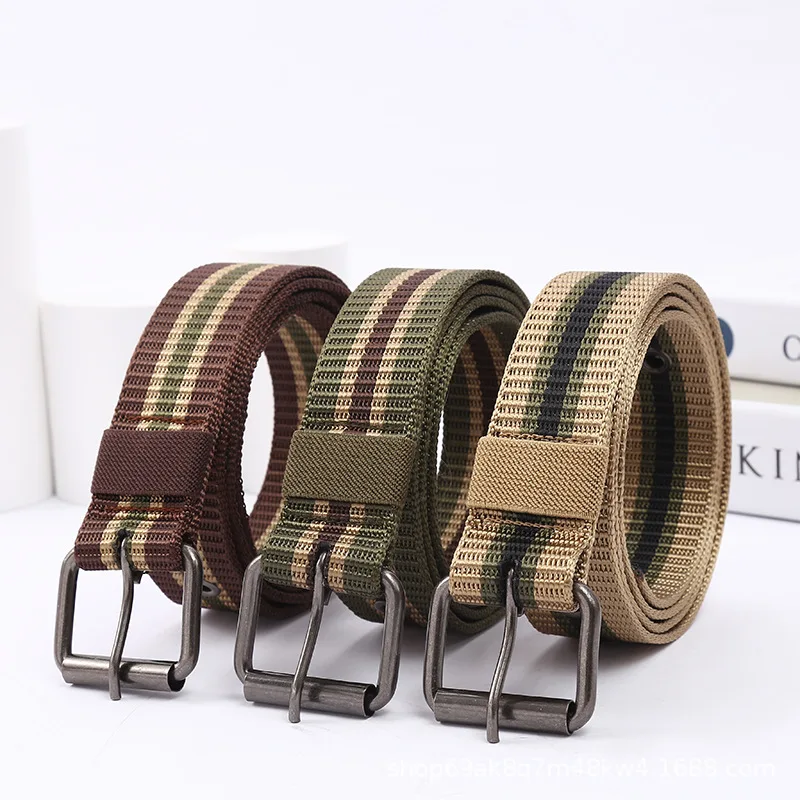 2.5mm Thickness Woven Canvas Waistband Army Military Tactical Outdoor Sports Hunting Men's Nylon Casual Belt Band Width 3.5cm